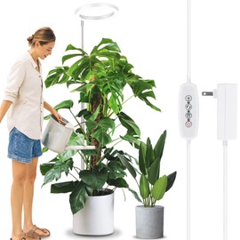 LORDEM 10" Grow Light for Indoor Plants, Full Spectrum Plant Lamp with 160 LEDs, 4H/8H/12H Timer, 10 Dimmable Levels, 3 Spectrum Modes, Height Adjustable 65", Ideal for Growing Large Tall Plants