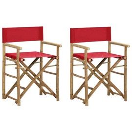 Director's Chair Set of 2 Red Bamboo, Polyester Standard, Outdoor Chairs, 313031