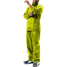 EL AS-7400 Men's Rain Suit (Permeability: 2,000 g/m2-24HR) (Water Pressure Resistance: 10,000 mm H2O) (Hood is Removable) (Adjustable Arm Rolling) (Prevents Water Droplets from Infiltration) (Large