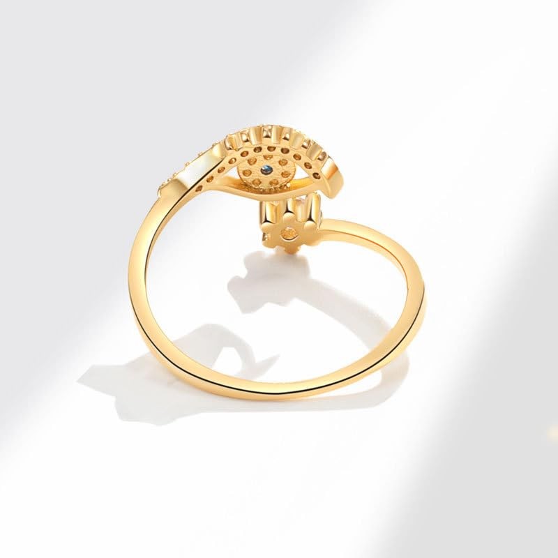 Pregeckit Blue Cubic Zirconia Evil Eye Open Rings Mal De