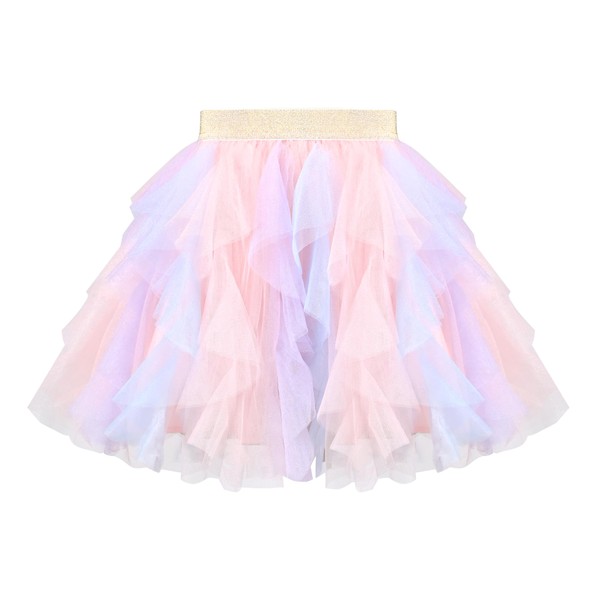 Girls' Tulle Skirt Ombre Layered Ruffle Sparkle Fluffy Fairy Dress