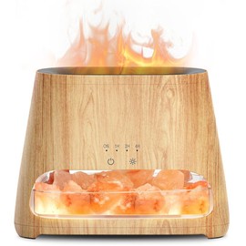 SALKING 2-in-1 Air Purifier&Humidifier For Home and Office. Ultrasonic Essential Oil Diffuser With Himalayan Salt Lamp&Fireplace Aroma Diffuser, Best Birthday Gift, Black Friday Deal. - Color: Wooden Grain