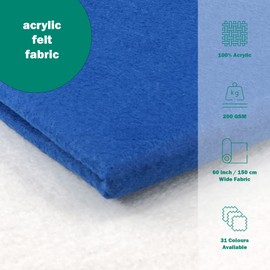 Royal Blue Craft Felt Fabric Premium Material for Art Sewing Festive Decorations DIY Art Decor Table wear | 60” – 150 cm Wide | Sold by The Metre