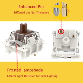 Gateron G Pro 3.0 Brown Switches for Mechanical Keyboard,3-Pin 55gf Tactile Feel/Pre-Lubed/Pin-Enhanced Switches(108pcs,Brown,3-Pin)