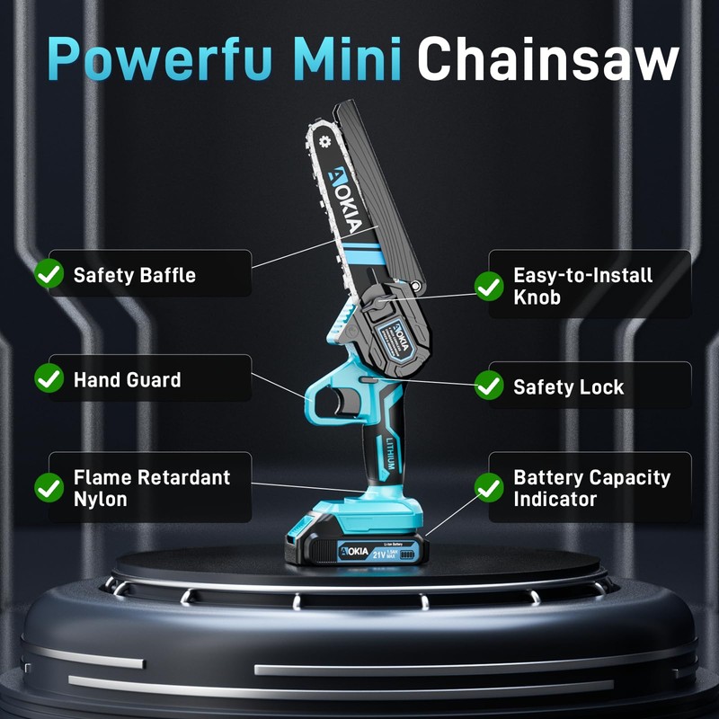 Cordless Mini Chainsaw 21V,6In Electric Chainsaw,Handheld & Portable Power Chain