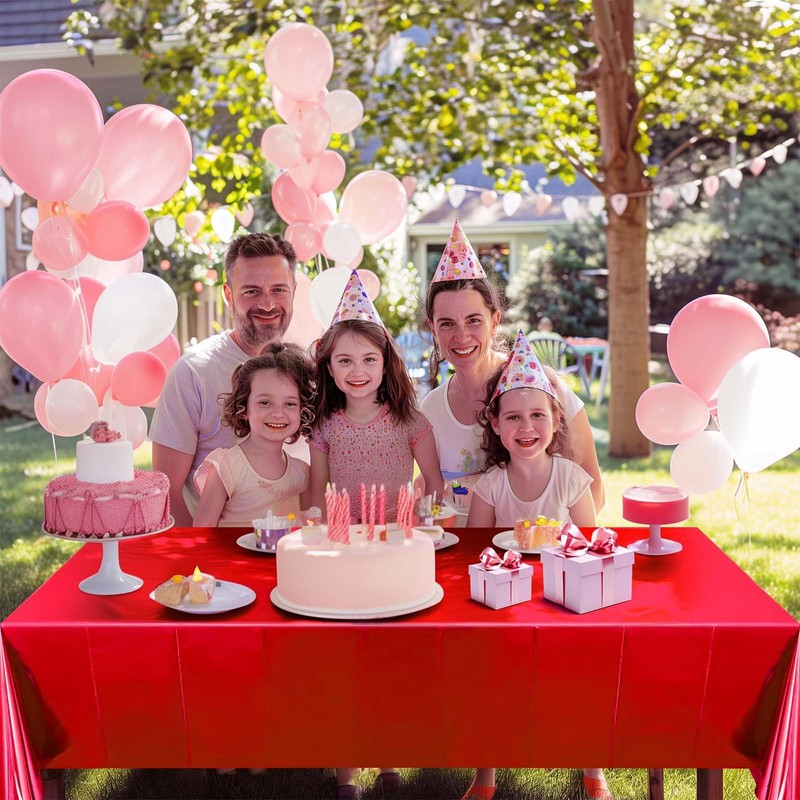 3Pcs Metallic Red Foil Table Cloth,54x108 Inch Rectangle Party Table