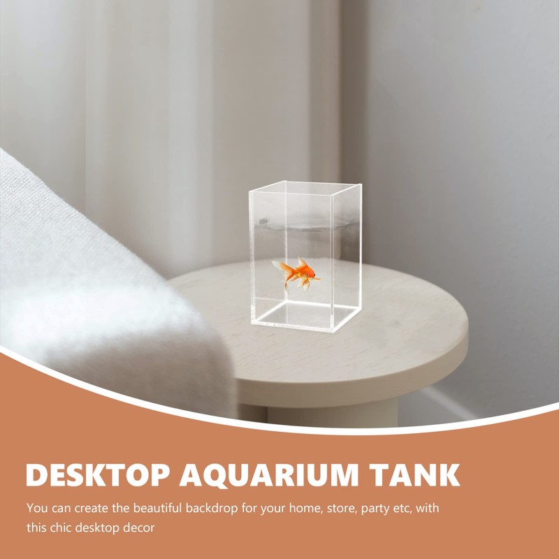 Ipetboom Clear Multi-Function Fish Tank Transparent Betta Aquarium for Office