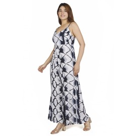 GURU SHOP Boho Jumpsuit, Sommer Overall, Einteiler, Viskose Hosenkleid - Schwarz/weiß, Damen, Size:M/L