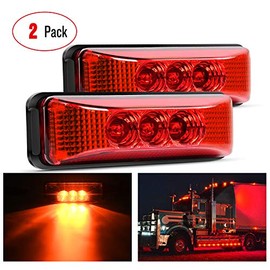 Nilight - TL-32 2PCS 3.9Inch 3 LED Truck Trailer Red Light Front Rear LED Side Marker Lights Clearance Indicator Lamp Rock Light Waterproof Sealed Surface Mounted
