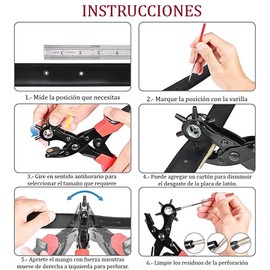 VMINGO - Perforadora de Cuero Pinza Sacabocado Estrella Ojilladora Cinturon Kit Alicate Giratorio Varios Tamaños Cinturon Tela Reloj