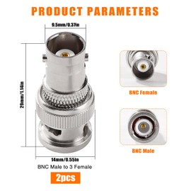 KUOQIY 2 Stücke Kupfe BNC Stecker auf Buchse Adapter, BNC Stecker auf Buchse RF Koaxialadapter, für Koaxialkabel, CCTV, Antenne