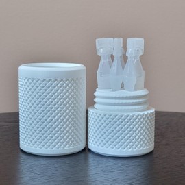 Eye Drop Vials Holder & Storage Case - Securely Store Seven (7) Single-Use Vials - Screw-On Lid, Knurled Pattern - Keep Vials Safe & Organized to Keep Track of Your Daily Usage (White)