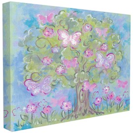 Stupell Industries The Kids Room by Stupell Pastel Butterfly Tree Canvas Wall Art, 16 x 20, Design by Artist Reesa Qualia