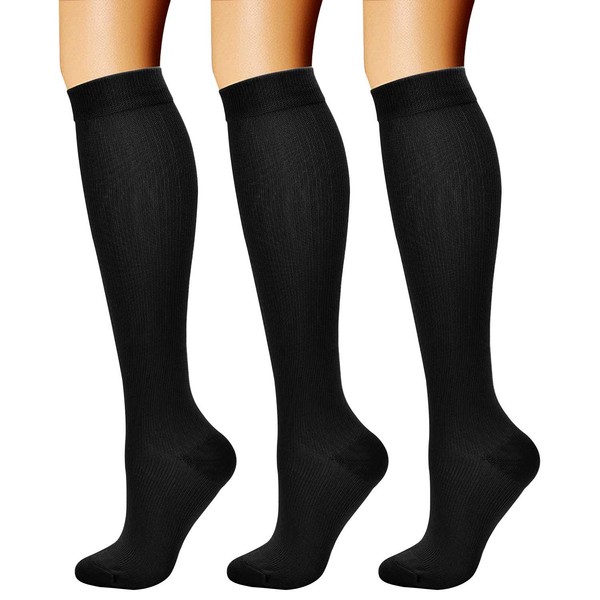 CHARMKING Compression Socks (3 Pairs) - 15-20 mmHg, Athletic Support