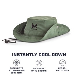 MISSION Cooling UPF Bucket Hat - Unisex Sun Hat for Hiking, Golfing & Fishing - Sweat & Water Activated Technology, Bronze Green