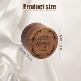 NQEUEPN Wooden Ring Box, Round Wood Ring Boxes Romantic Rustic Small Engagement Ring Box Jewelry Holder Storage Case for Proposal Wedding Ceremony Anniversary Birthday Gift