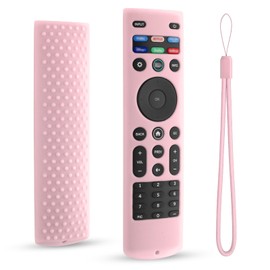 DUOLAXMENG Silicone Remote Control Cover for Vizio XRT140, Protective Case for Vizio Smart TV Remote with Lanyard, Anti-Slip (Pink)