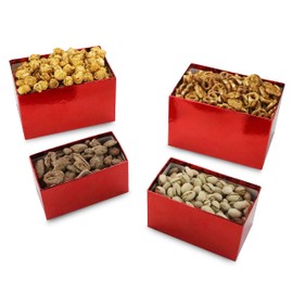 Anna and Sarah, Tower Box, Caramel Popcorn, California Pistachio, Mini Pretzel, Cinnamon Pecan, Birthday Party, Gifts for Men, Fathers, Dad, Women, Friends