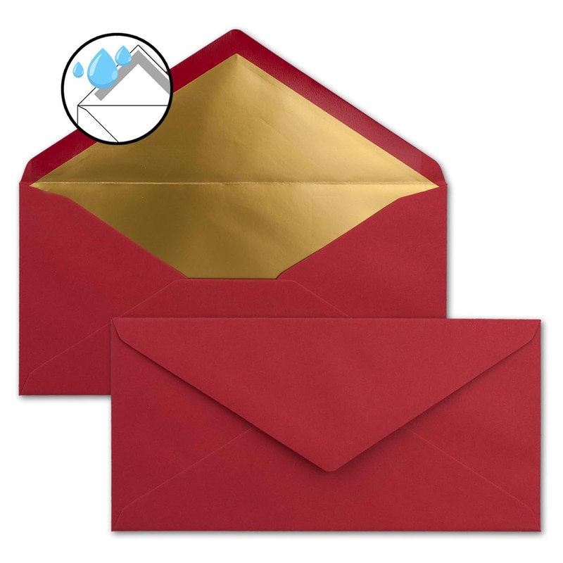 Envelopes size DIN Long, gummed, wet seal, Gold / Silver