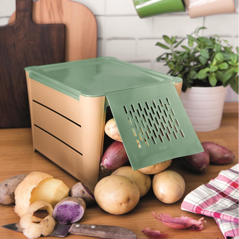 Snips Potato and vegetable container, brown and green, 3 kg,