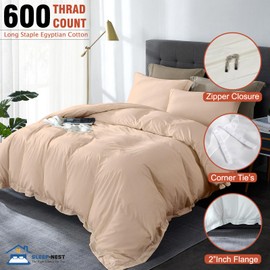 SLEEP-NEST Duvet Cover Oversized King Plus 128x120 Ultra Soft Long Staple 100% Egyptian Cotton 3 Piece with Zipper Closure & Corner Ties 600 TC Breathable Cover for Comforter, Large, Blush