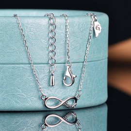 Yumilok Jewelry 925 Sterling Silver Silver/Rose Gold Plated Elegant Infinity Symbol Forever Womens Pendant Necklace Extension