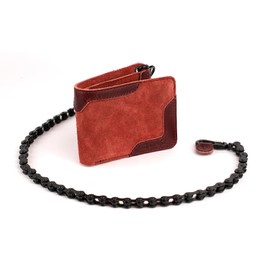 Trip Machine Company Rodeo Motorcycle Genuine Leather Chain Wallet for Men (Cherry Red)