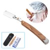 Retro Wood Handle 10pcs Blade Head Shaving Razor Folding Shaver