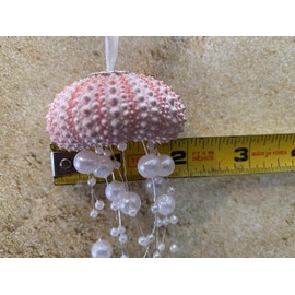Tropical Pink Sea Urchin Jellyfish Christmas Ornament, Beach Theme Holiday Decorations