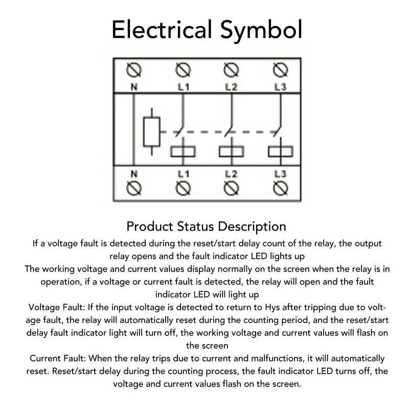 Under Over Voltage Protector 63A 3 Phase 4 Wire Adjustable