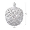 TREATLIFE HOME White Ceramic Lidded Jar with Lattice Design, Potpourri