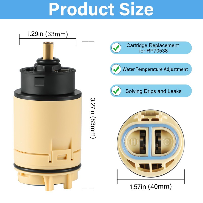RP70538 Single Function Pressure Balance Cartridge Replacement, Shower Cartridge, Compatible