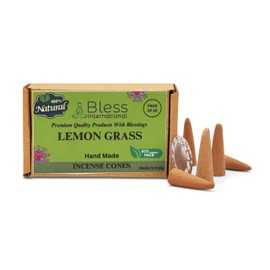 Bless International Lemon Gras 100%-Natural-Incense-Cones Handmade-Hand-Dipped Organic-Chemicals-Free for-Purification-Relaxation-Positivity-Yoga-Meditation The-Best-scents (20 Count)