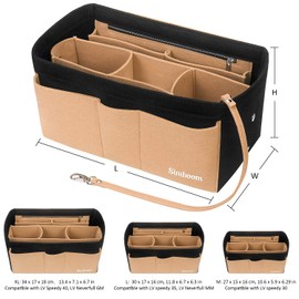 Simboom Handbag Organiser for Women, Felt Bag Organiser, Bag in Bag, Inner Pocket Organiser, Insert Pockets Organiser with Zip Pocket