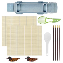 FORETOGO 9 Stück Sushi Maker Kit,Sushi Set zum Selber Machen Enthält Bamboo Mat,Reislöffel,Teiler,Stäbchenablage,Essstäbchen,sushi Making Kit für Liebhaber