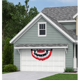 American Flag Patriotic Bunting Outdoor - 4th of July Bunting Flag for Outside, Yard, Porch, 3' x 6', 36x72, Home Of The Brave, Half Circle Pleated Fan, Red, White, Blue