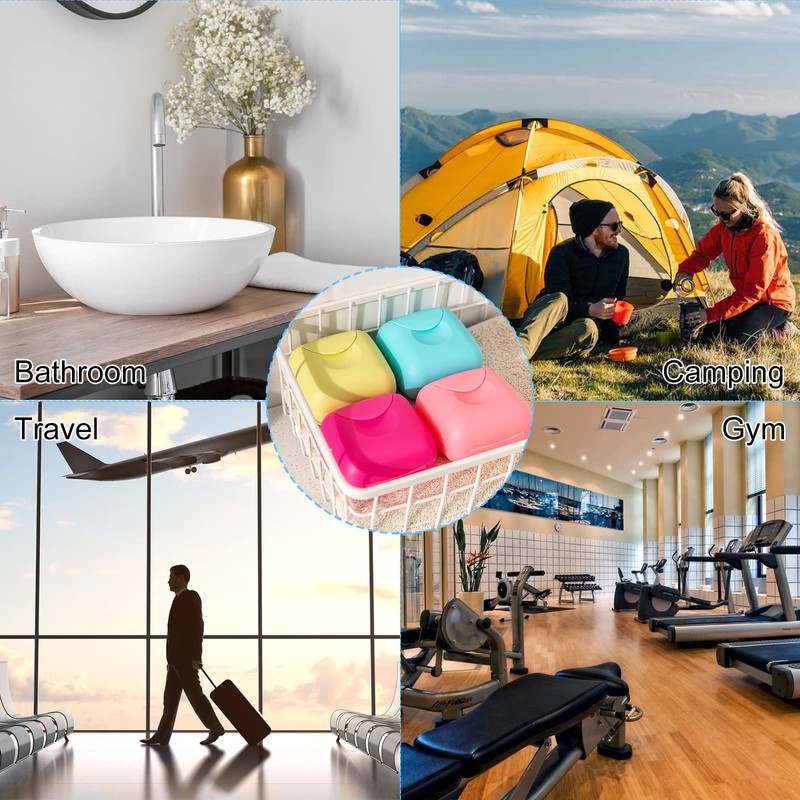 RETON 4 Pcs Travel Soap Container, Portable Soap Holder Dish,