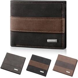 KIONTS Cartera Hombre con Bloqueo RFID, Cartera de Piel para Caballero, Billetera Minimalista Plegable con 8 Bolsillos para Tarjetas de Crédito,Ventana de Identificación y Capa con Cremallera (Negro)