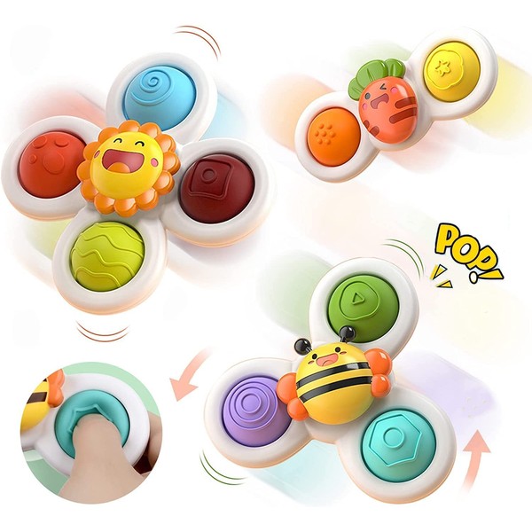 BIAOQINBO Pack of 3 Suction Cup Toy, Sensory Toy Baby