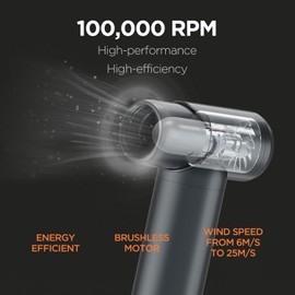 mooas Compressed Air Duster with Case, Electric Duster 100000RPM Brushless Motor, Cordless Portable Air Blower Dust Crumbs for Electronics Car pc Keyboard Camping, Replace Canned Air (Khaki)