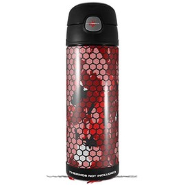 Skin Decal Wrap for Thermos Funtainer 16oz Bottle HEX Mesh Camo 01 Red Bright (BOTTLE NOT INCLUDED) by WraptorSkinz
