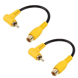 SinLoon Short RCA Cable, 2-Pack 90 Degree RCA Male to Female Stereo Audio Cable, Gold-Plated Compatible with Speaker, AMP, Turntable, Receiver, Home Theater, Subwoofer