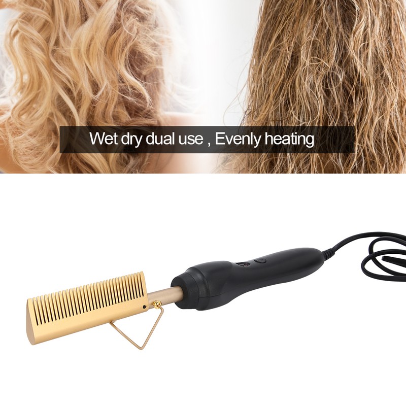 Multi Functional Electric Heating Hair Straightener Comb Hair Curler Curling