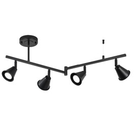 SEEBLEN 4-Light Modern Track Lighting Fixtures Ceiling, Adjustable Foldable Arms & Rotatable Heads, Black Kitchen Lighting for Islands, Dining Rooms, Bars, Closets, Workbenches.