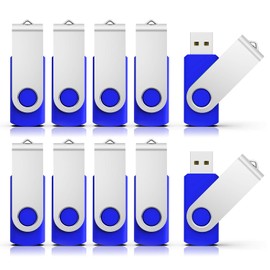 RAOYI 10pcs 4GB USB 2.0 Flash Drive Memory Stick Thumb Drive Swivel Design USB Stick, Blue