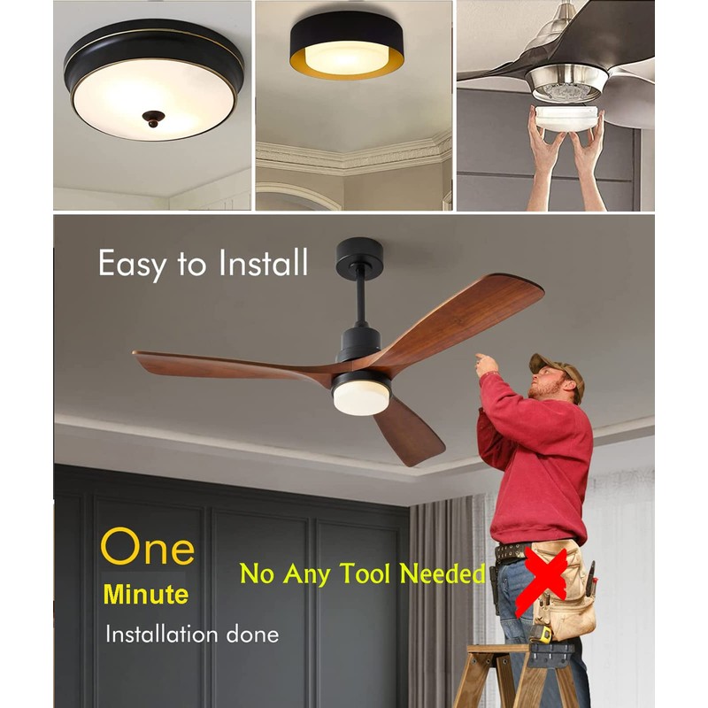 OLYMSTAR 24W 3 Color Temperature LED Flush Mount Ceiling Fan