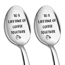 Engagement Wedding Gifts for Boyfriend Girlfriend Coffee Spoons Gift for Husband Wife Christmas Birthday Gift for Couples Anniversary Valentines Day Gifts for Coffee Lovers Engagement Spoon 2Pcs