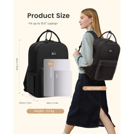 LOVEVOOK School Backpack Teenager Casual City Daypacks, black, 15.6 inches