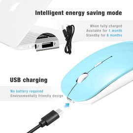 ZERU Bluetooth Mouse Rechargeable Wireless Mouse for MacBook Pro,Bluetooth Wireless Mouse for Laptop PC Computer (BT Blue)