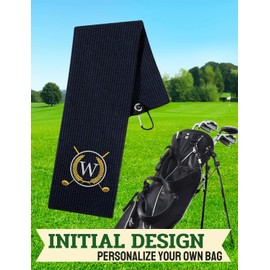 CybGene Golf Towels Gift, Monogrammed Golf Towels for Golf Bags for Men and Women on National Golf Day, Retirement, Birthday, and Christmas, 16”x 24” Microfiber Golf Towel - Initial S